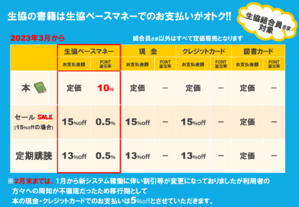 [お知らせ]生協の書籍はベースマネーでのお支払いがお得!!（PDF)